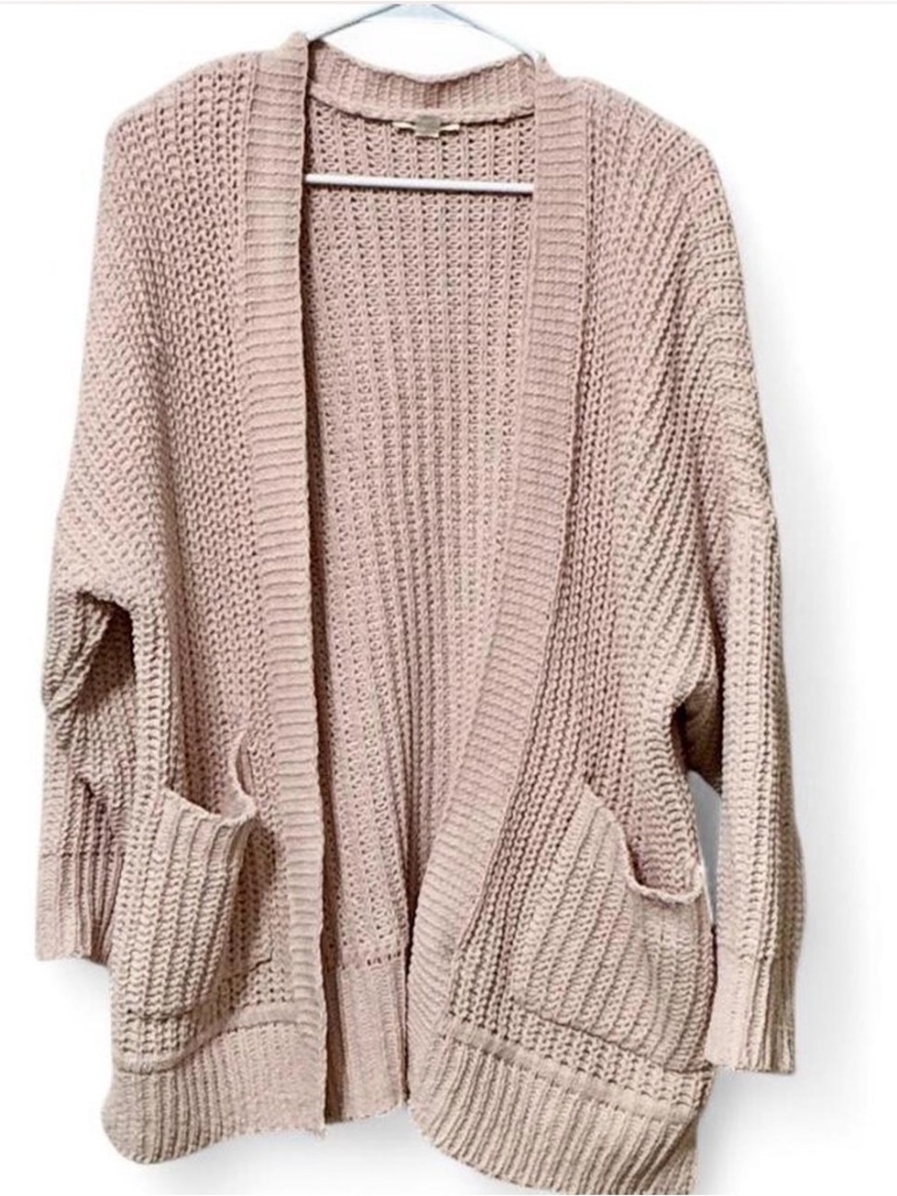 Garage Open-Front Chunky Cardigan - Blush Pink